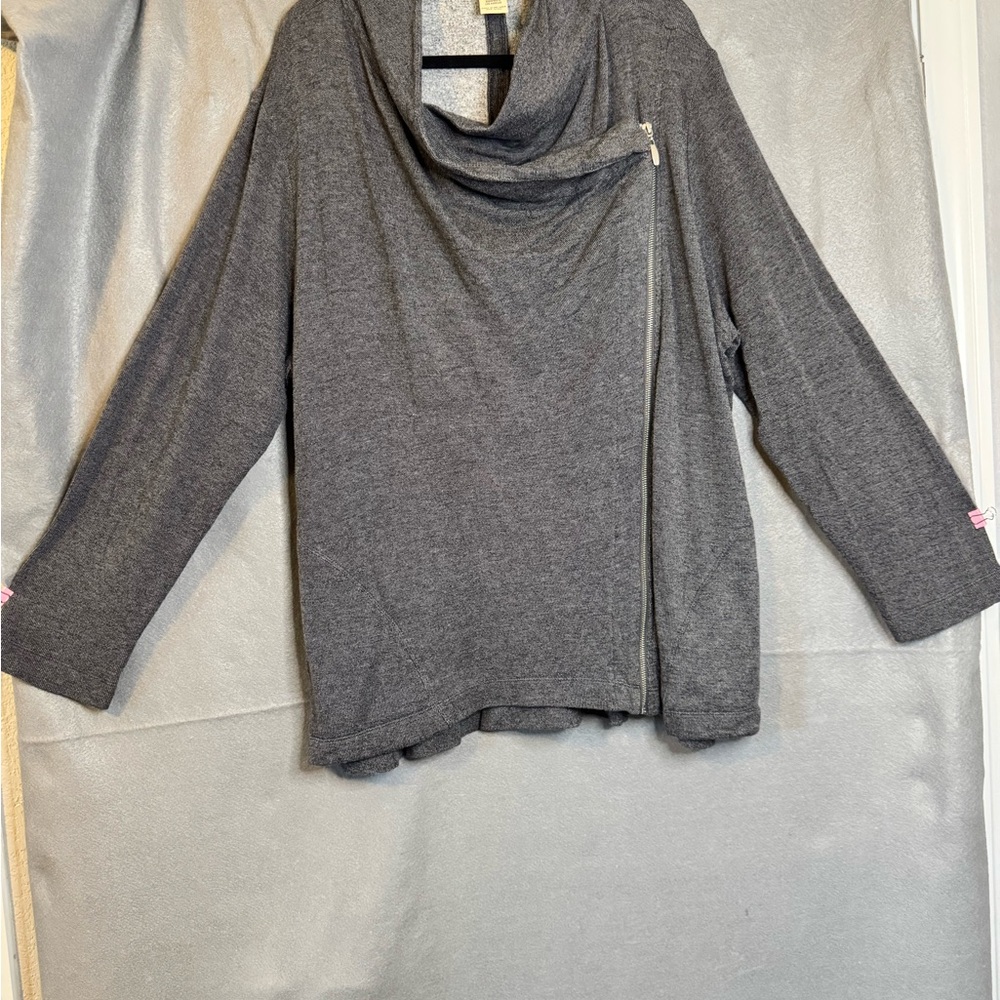 Balance Collection Gray Cardigan with Cowl Neck